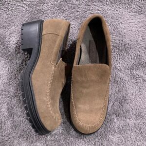 Predictions Leather Collection Tan Suede Lug Sole Loafers Chunky 8.5 Womens